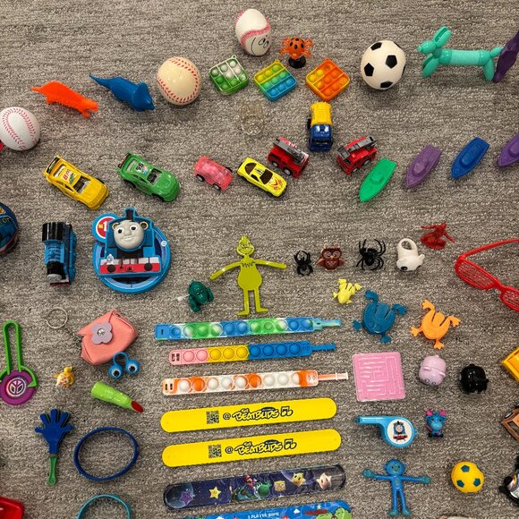 Small Toys Bundle - Balls, Cars, Trucks, Bracelets, Dinosaurs, Chalk Sets, More! - Picture 3 of 11